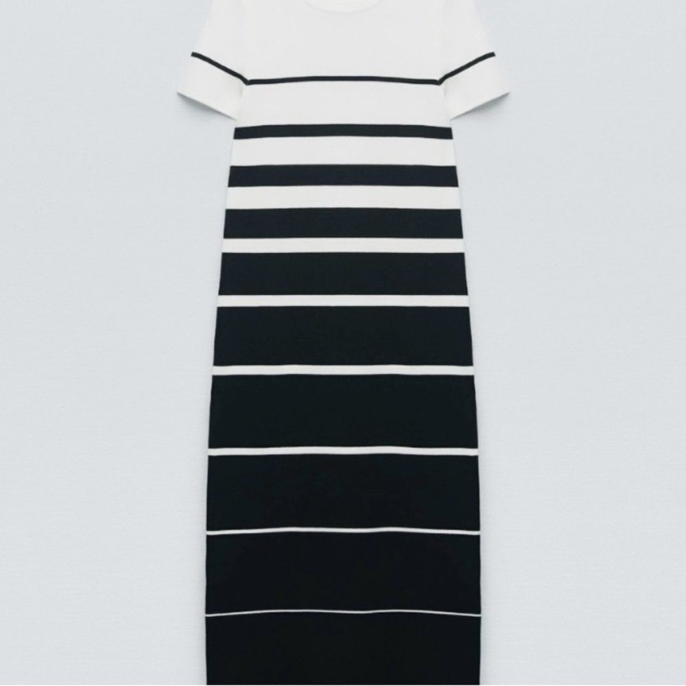 Zara Black and White Crew Neck Maxi Dress